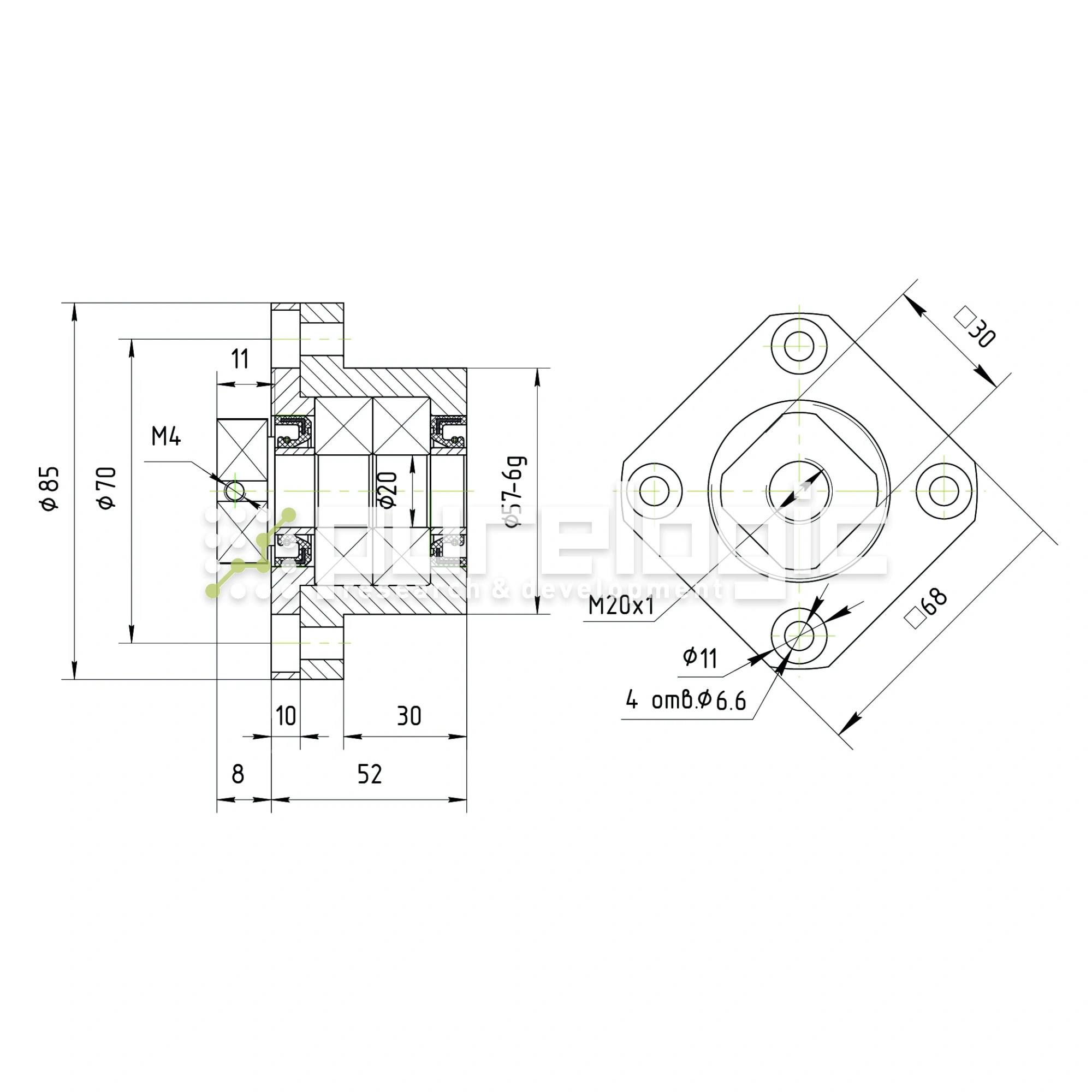 Опора ШВП подшипниковая FK20 3 720 Опора ШВП подшипниковая FK20 фото