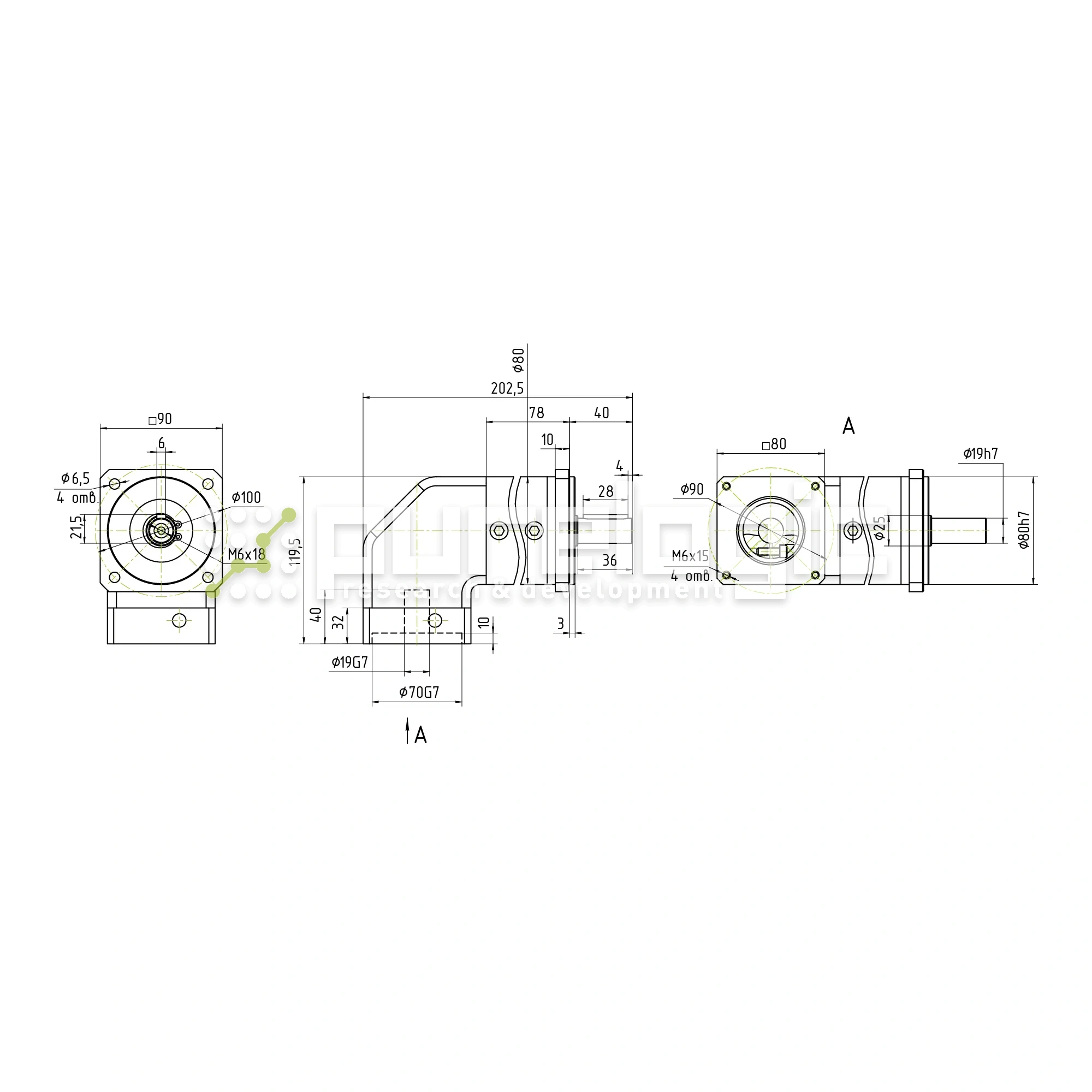 Редуктор планетарный угловой 80WPLF20K-19S 46 753 Редуктор планетарный угловой 80WPLF20K-19S фото