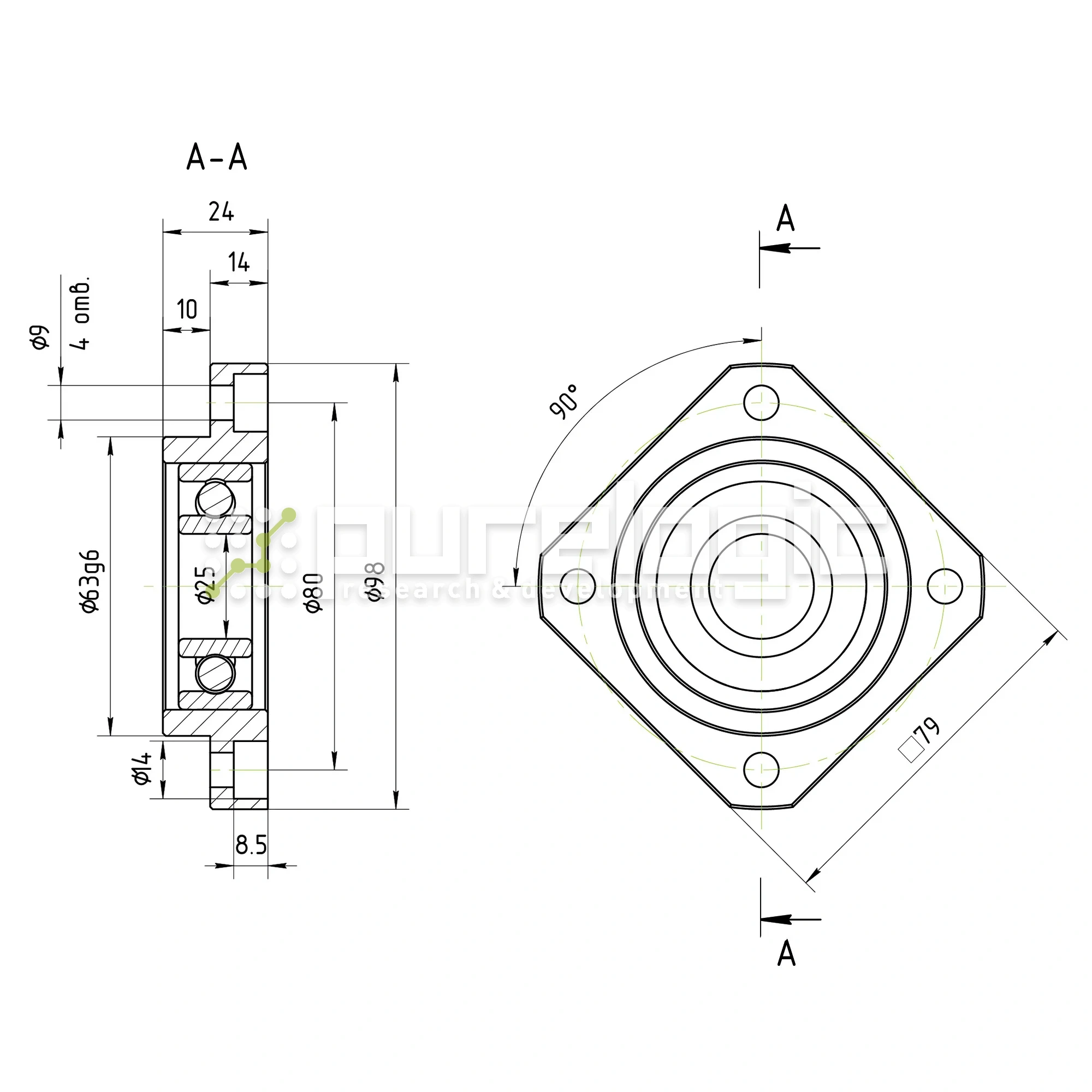 Опора ШВП Hiwin FF25-C5 6 880 Опора ШВП Hiwin FF25-C5 фото