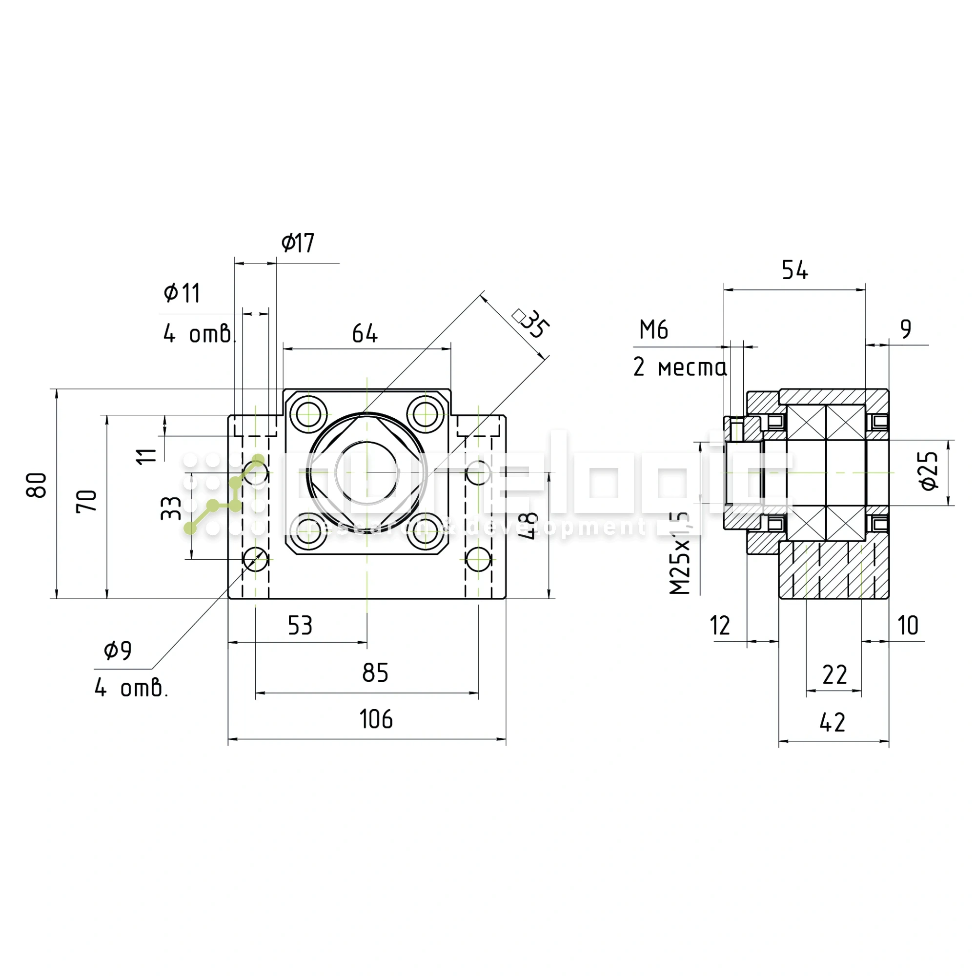 Опора ШВП Hiwin BK25-C5 27 646 Опора ШВП Hiwin BK25-C5 фото