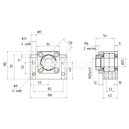 Опора ШВП Hiwin BK25-C5 27 646 Опора ШВП Hiwin BK25-C5 фото
