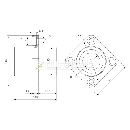 Втулка шариковая с фланцем LMKC50 фото