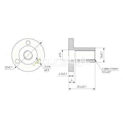 Гайка TRF-9.53x2.54 775 Гайка TRF-9.53x2.54 фото