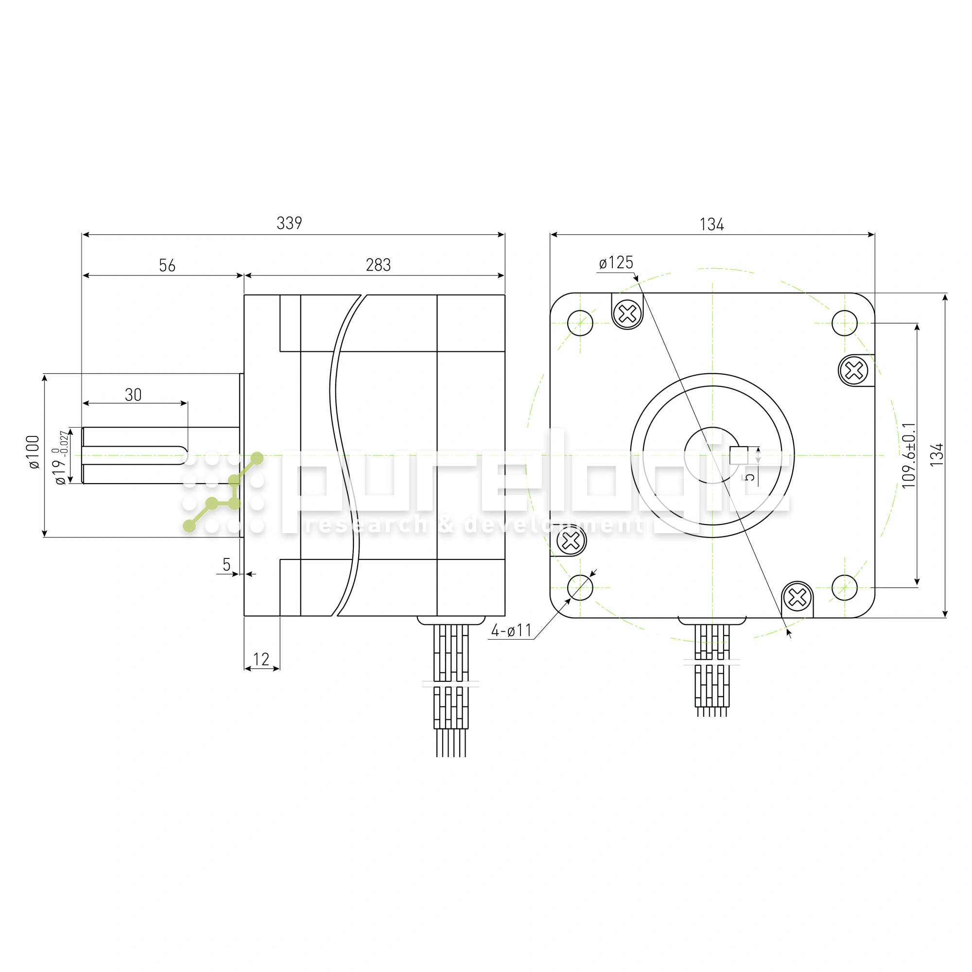 Двигатель шаговый PL130H283-D19 80 381 Двигатель шаговый PL130H283-D19 фото