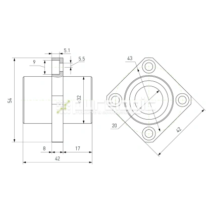Втулка шариковая с фланцем LMKC20 596 Втулка шариковая с фланцем LMKC20 фото