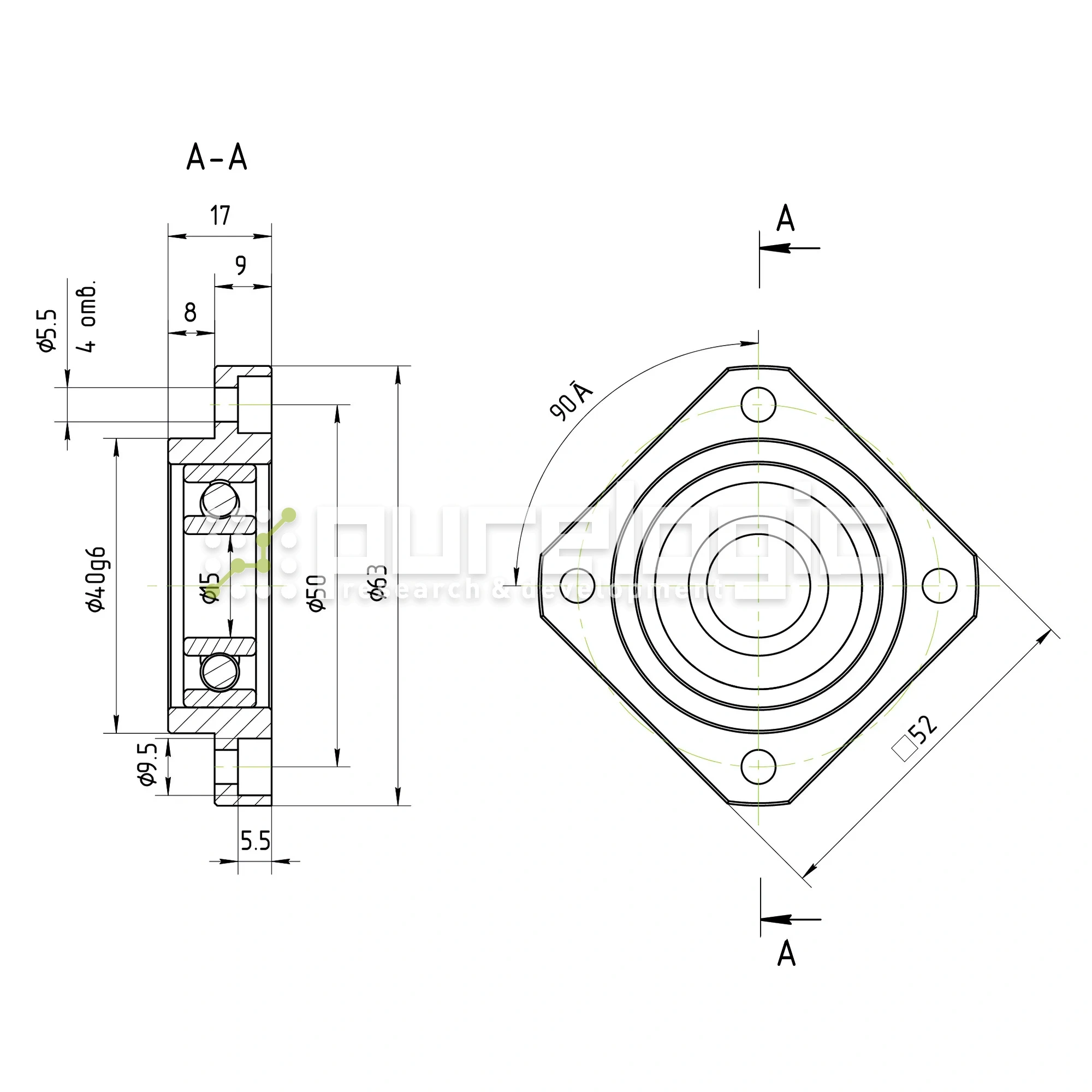 Опора ШВП Hiwin FF15-C5 3 922 Опора ШВП Hiwin FF15-C5 фото