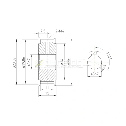 Шкив зубчатый BLA-32-S2M-10-A-N8 фото