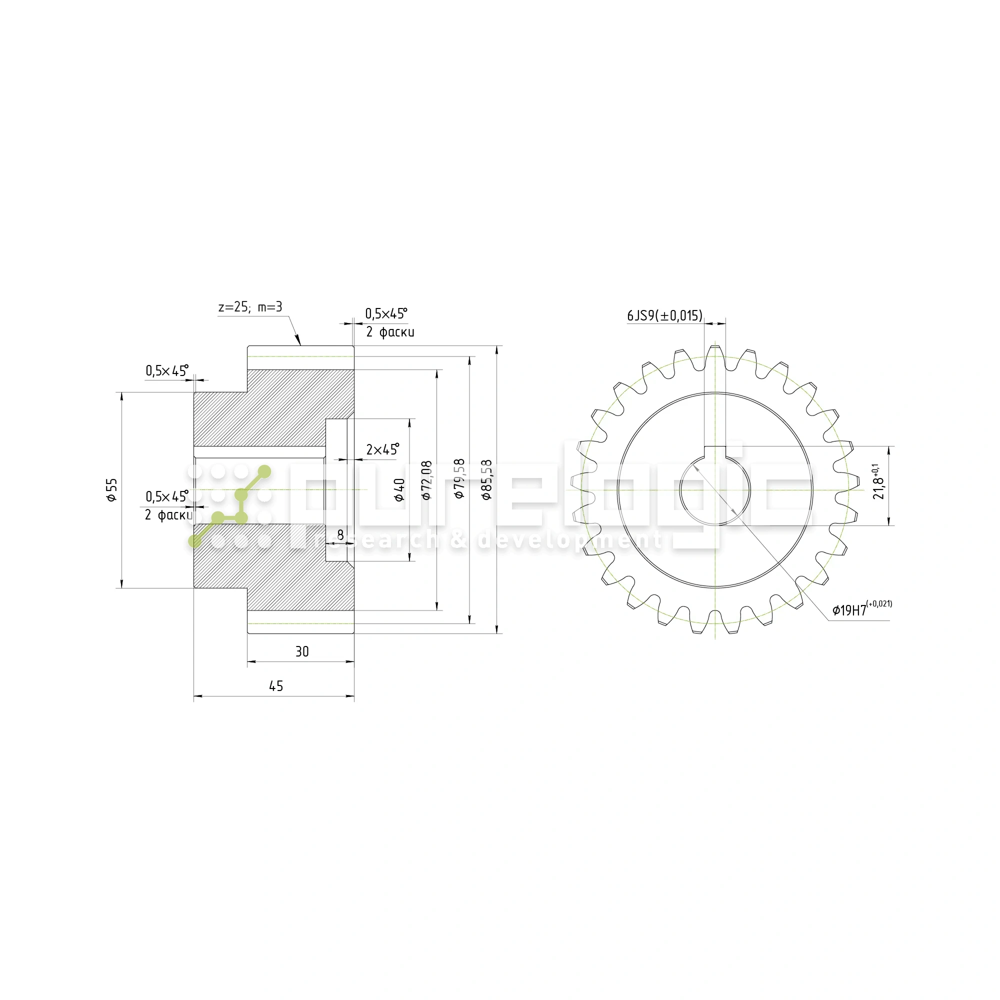 Шестерня косозубая GH3-T25D19 2 034 Шестерня косозубая GH3-T25D19 фото