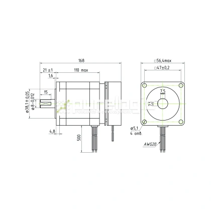 Двигатель шаговый с тормозом PL57H110-D8B фото