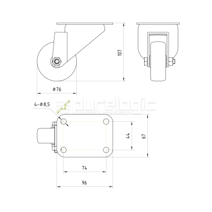 Колесная опора BJL-75 фото