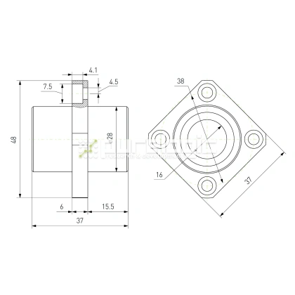 Втулка шариковая с фланцем LMKC16 фото
