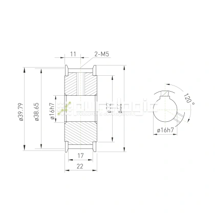 Шкив зубчатый BLA-25-5M-15-A-N16 фото