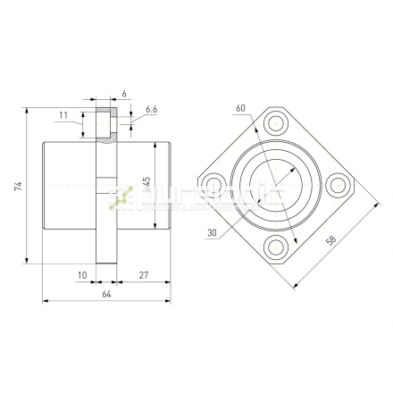 Втулка шариковая с фланцем LMKC30 фото