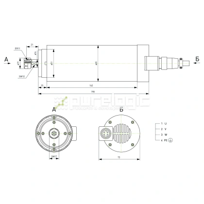 Шпиндель воздушного охлаждения ZA0.8/220/24K-D65/ER11 (GDZ-15-1) 12 811 Шпиндель воздушного охлаждения ZA0.8/220/24K-D65/ER11 (GDZ-15-1) фото