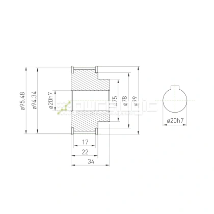 Шкив зубчатый BLA-60-5M-15-B-C20 фото