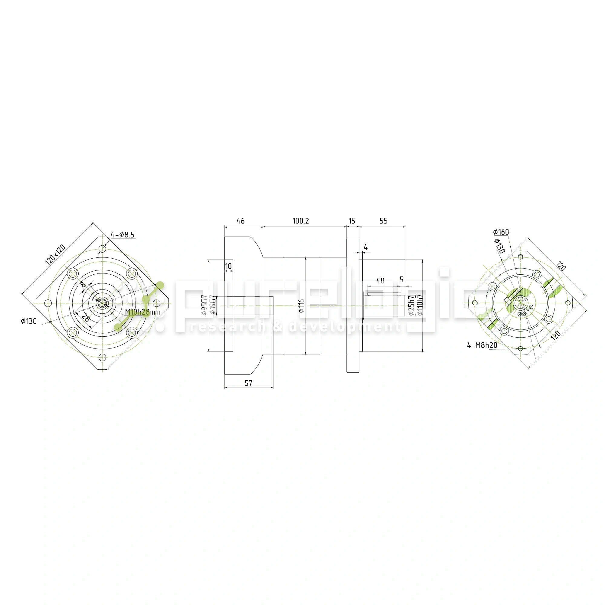 Редуктор планетарный 110PLF15K-19S-D25 45 287 Редуктор планетарный 110PLF15K-19S-D25 фото