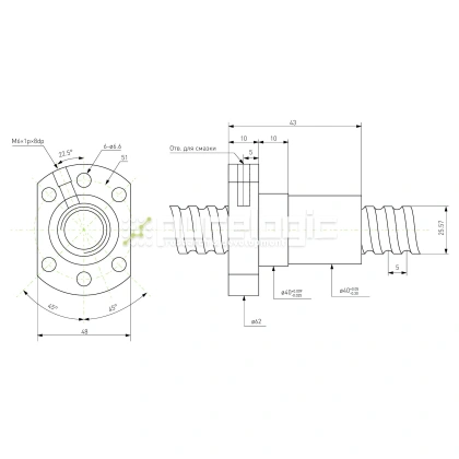 Гайка ШВП Hiwin R25-5K4-FSCNW (BD=3.175) фото