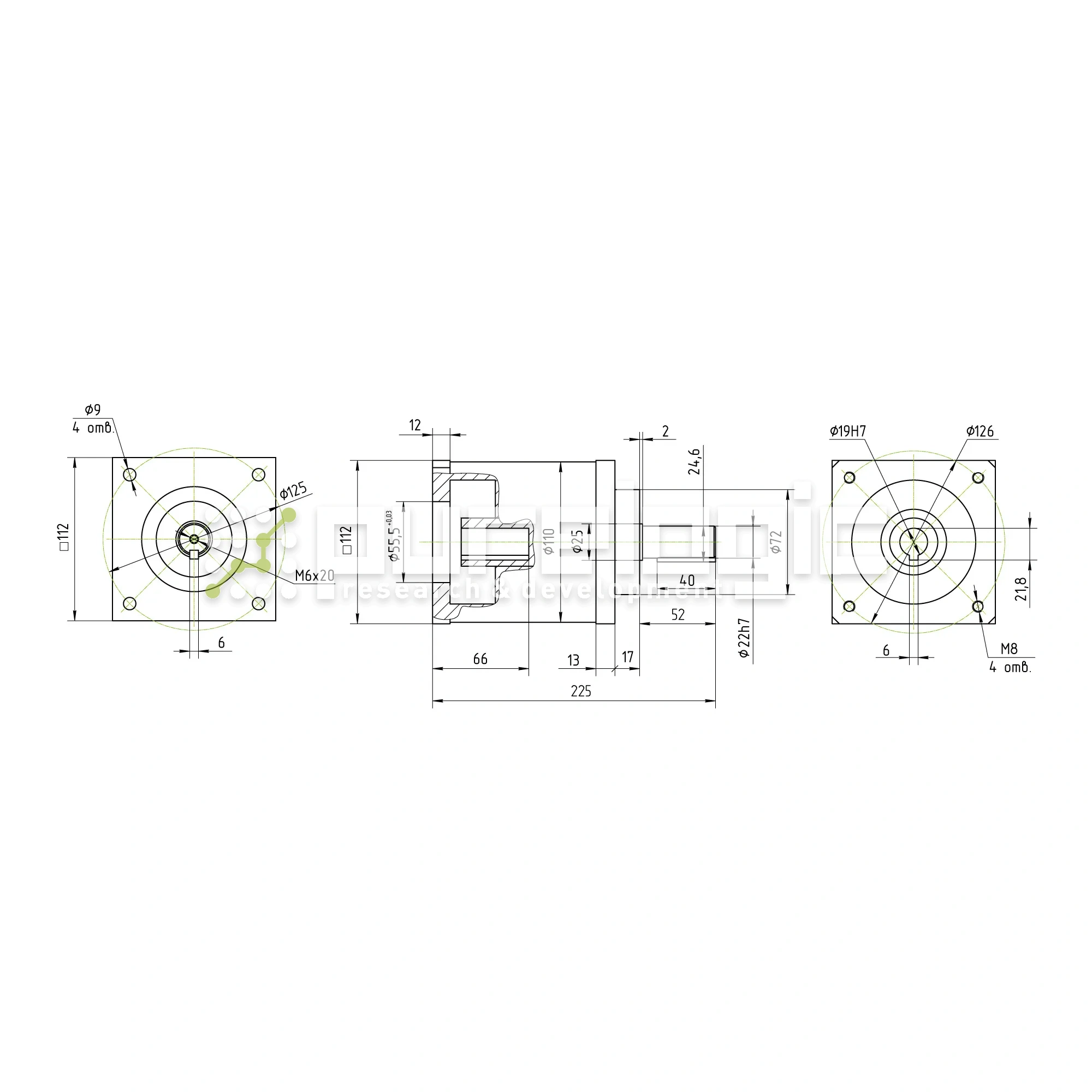 Редуктор планетарный 110PX24K-19K 16 309 Редуктор планетарный 110PX24K-19K фото