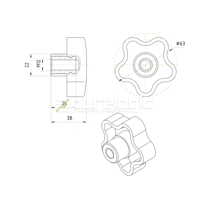 Ручка пятилепестковая 100208-63*M12 фото