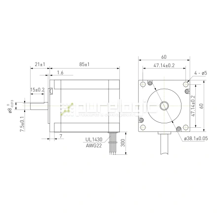 Двигатель шаговый биполярный D57CM31-4A фото