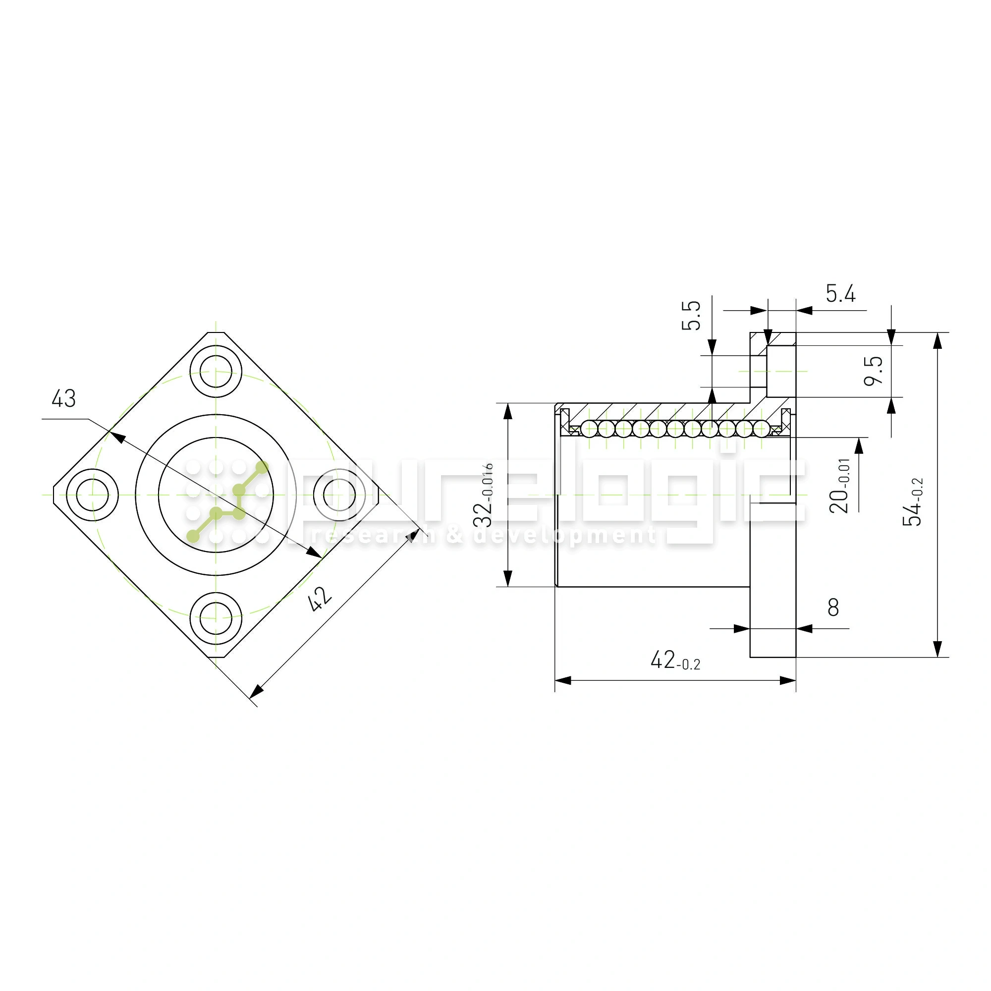 Втулка шариковая с фланцем LMK20 492 Втулка шариковая с фланцем LMK20 фото