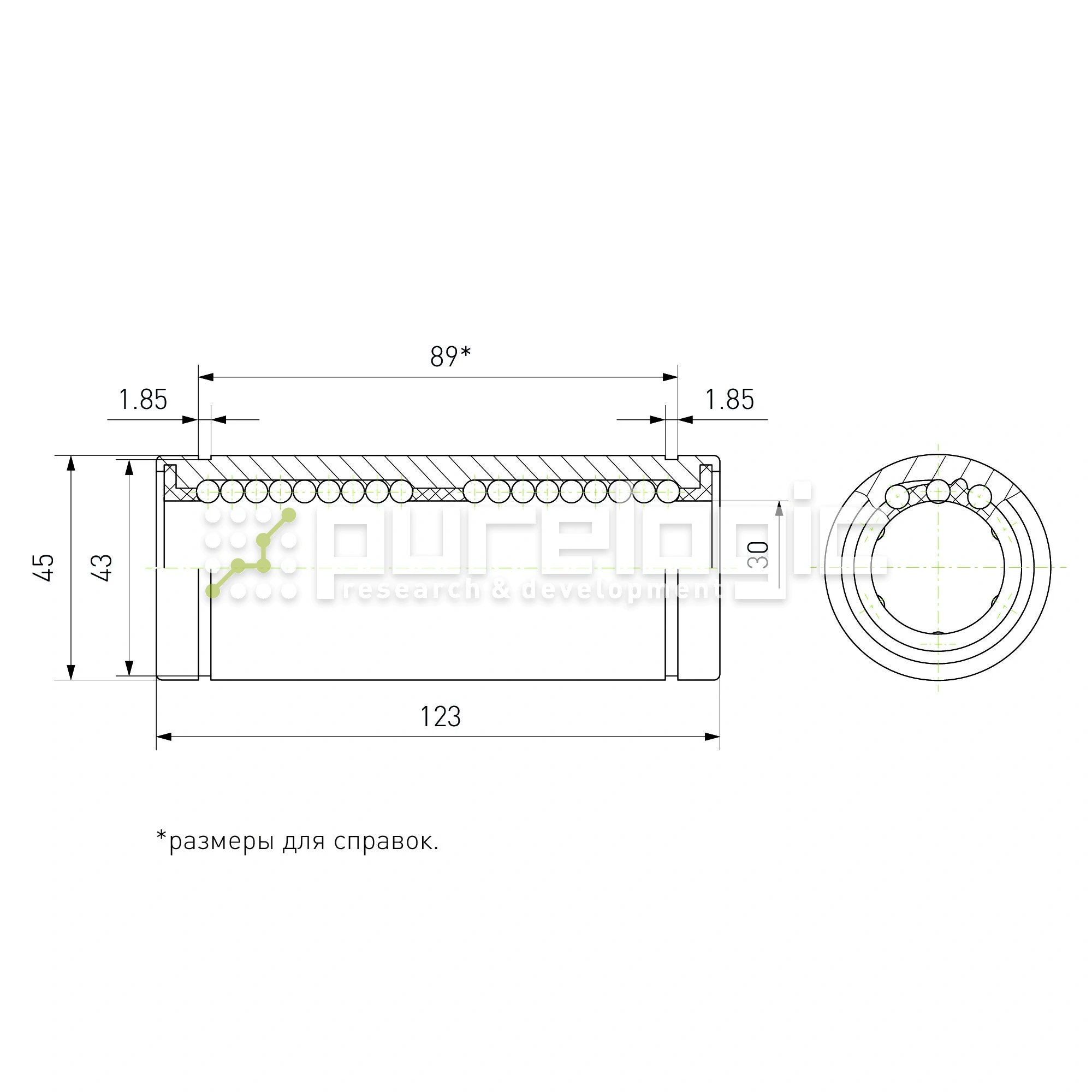 Втулка шариковая LM30L-UU 982 Втулка шариковая LM30L-UU фото
