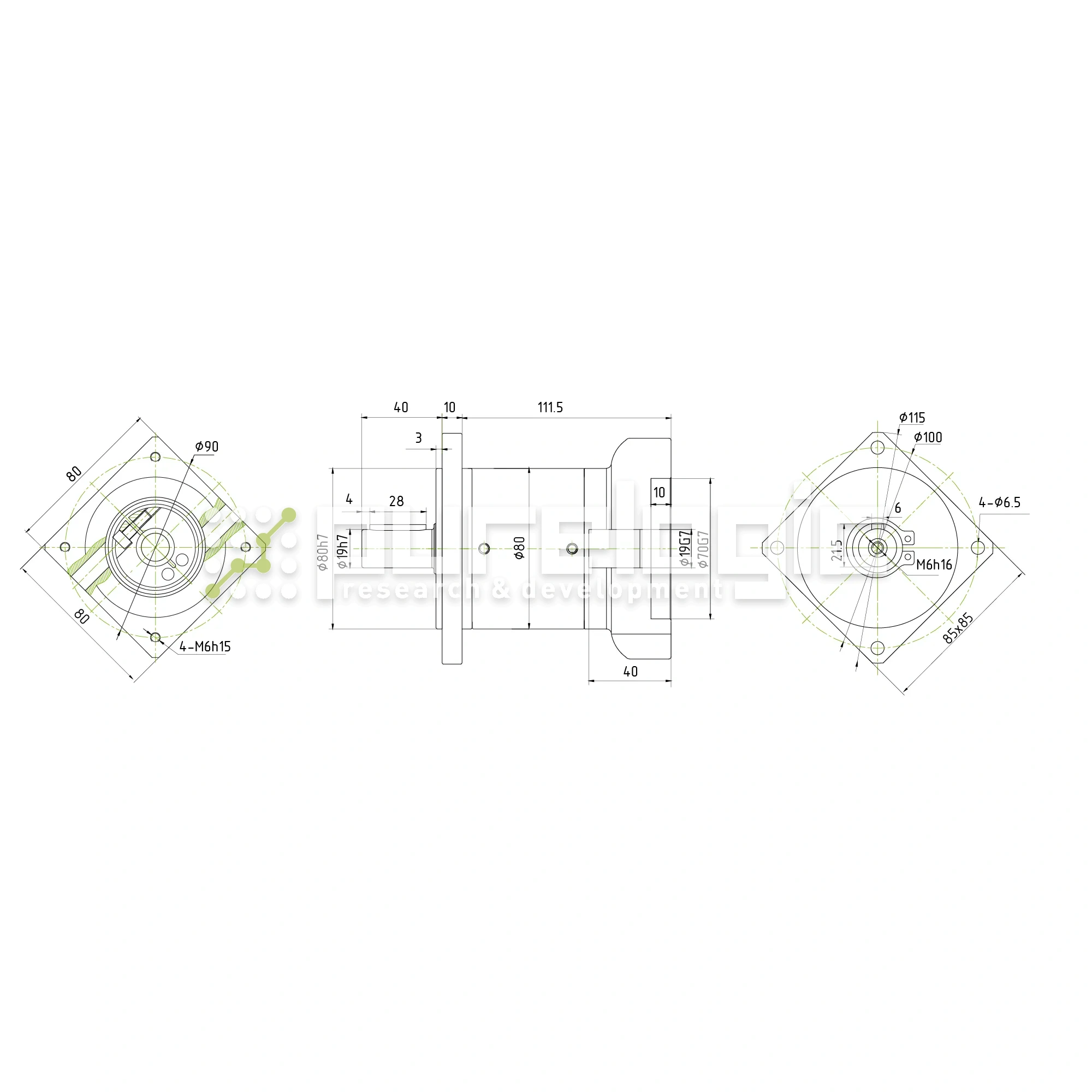 Редуктор планетарный 80PLF20K-19S-D19 22 314 Редуктор планетарный 80PLF20K-19S-D19 фото