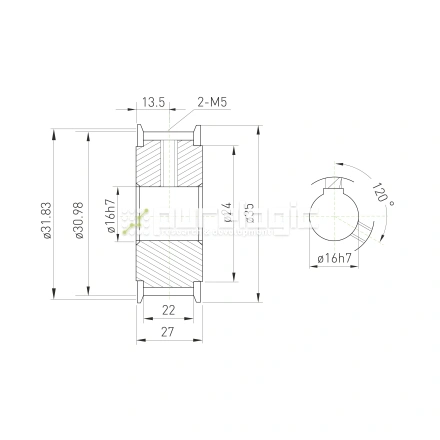 Шкив зубчатый BSY-20-T5-20-A-N16 фото
