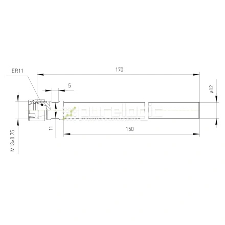 Удлинитель цангового патрона PLC12-ER11M-150L фото