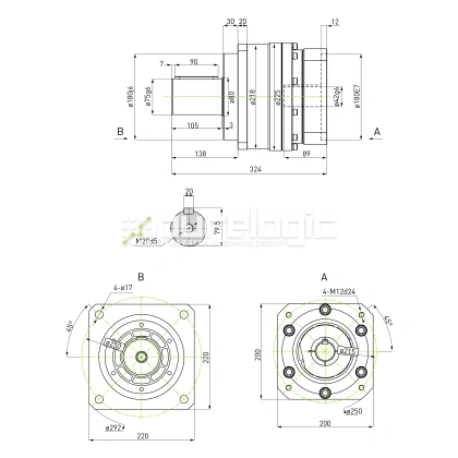 Редуктор планетарный прецизионный 220VRB5K-S75-P0 320 250 Редуктор планетарный прецизионный 220VRB5K-S75-P0 фото