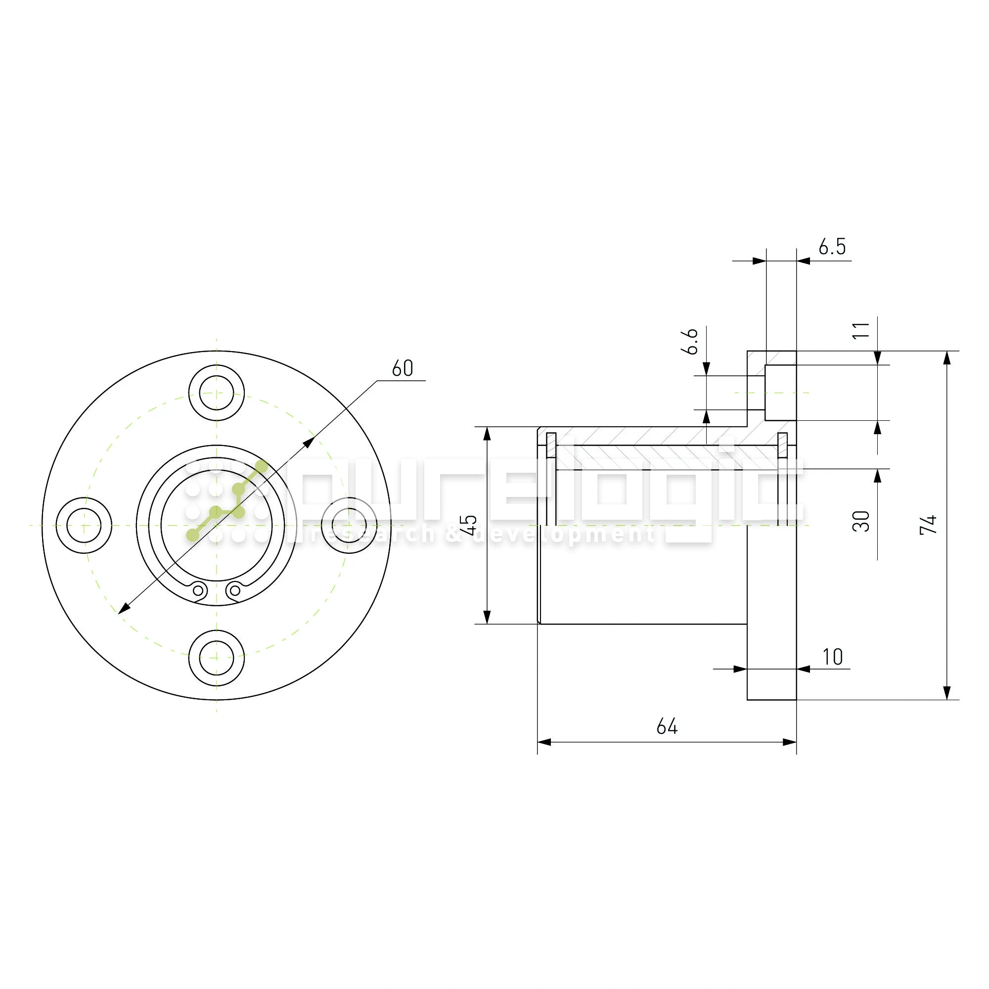 Втулка скольжения с фланцем LMF30-SL 2 415 Втулка скольжения с фланцем LMF30-SL фото