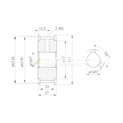 Шкив зубчатый BLA-40-T5-20-A-N16 фото