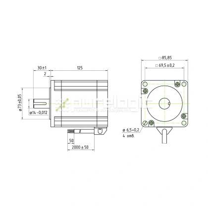 Двигатель шаговый трехфазный 3PL86H125-D14 9 718 Двигатель шаговый трехфазный 3PL86H125-D14 фото