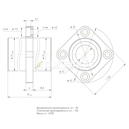 Втулка шариковая с фланцем LMKC12L 690 Втулка шариковая с фланцем LMKC12L фото
