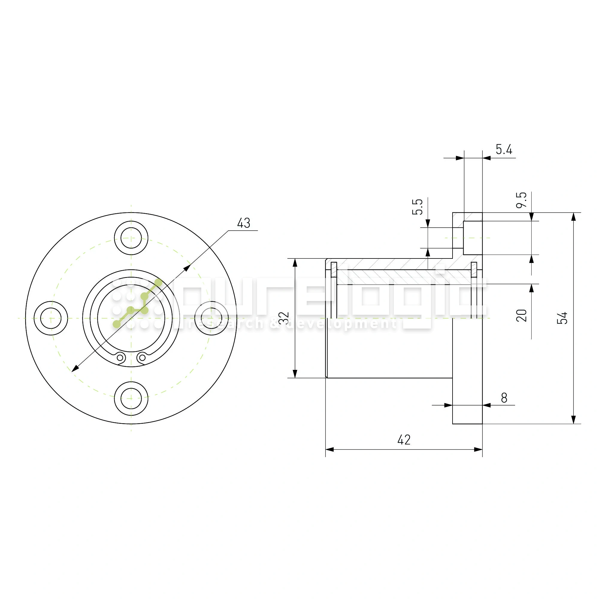 Втулка скольжения с фланцем LMF20-SL 1 704 Втулка скольжения с фланцем LMF20-SL фото