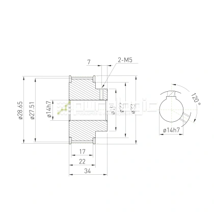 Шкив зубчатый BSY-18-5M-15-B-N14 389 Шкив зубчатый BSY-18-5M-15-B-N14 фото