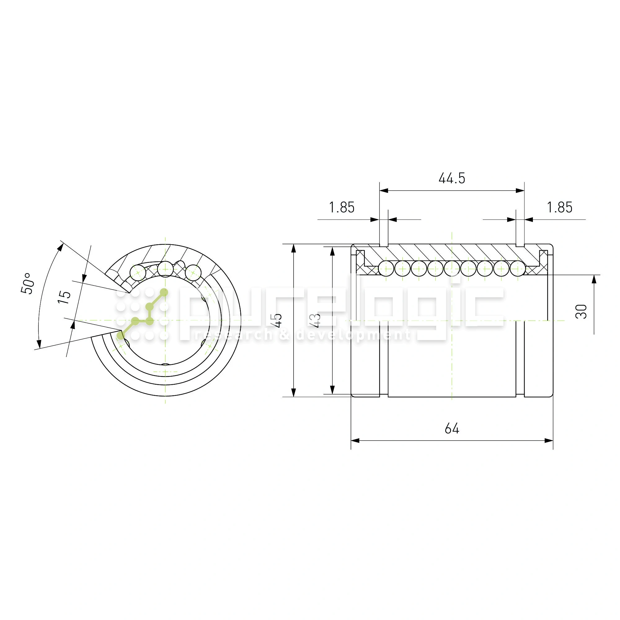 Втулка шариковая LM30-OP 518 Втулка шариковая LM30-OP фото