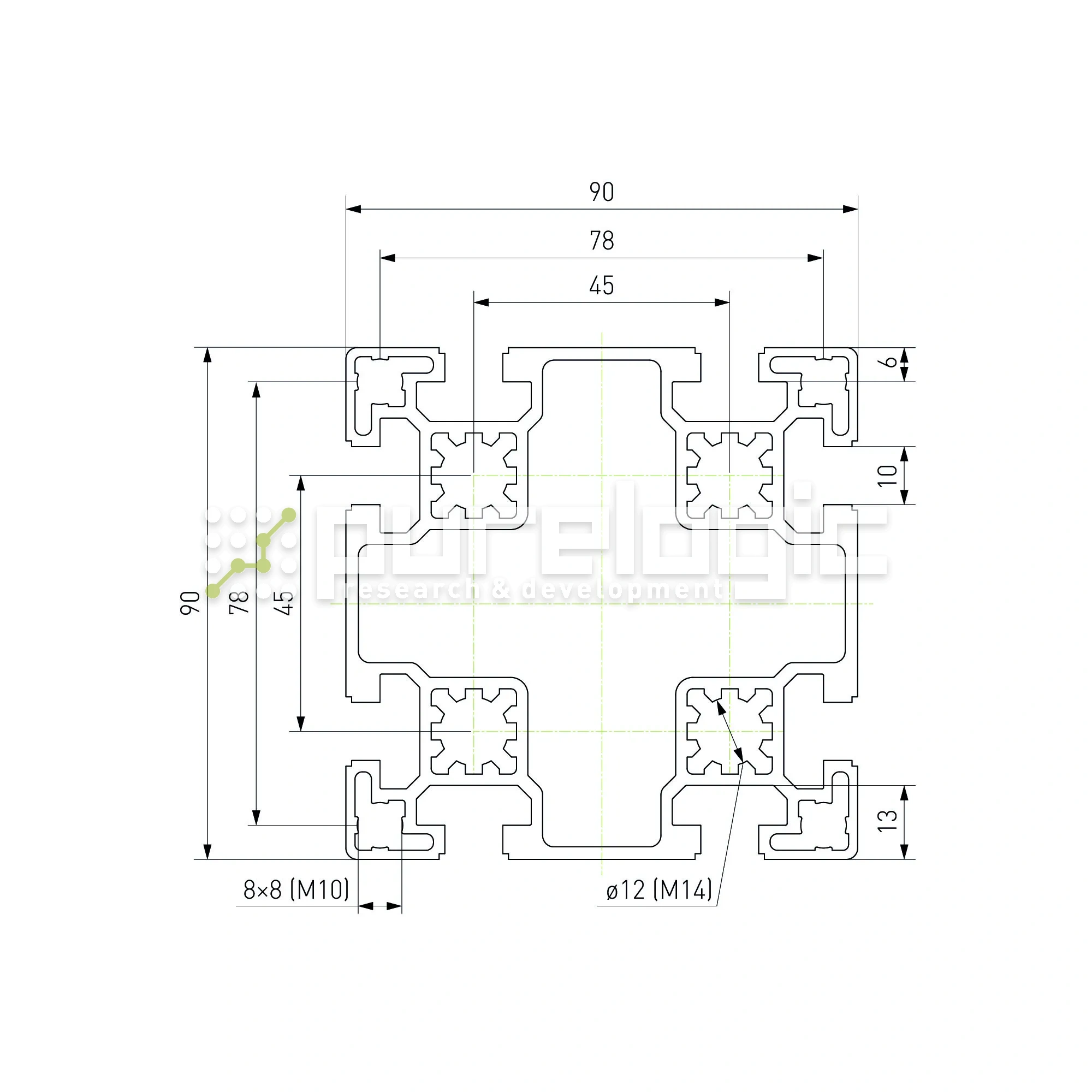 Профиль алюминиевый HXB9090BB-10 6 099 Профиль алюминиевый HXB9090BB-10 фото