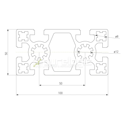 Профиль алюминиевый HXB50100B-10 5 469 Профиль алюминиевый HXB50100B-10 фото