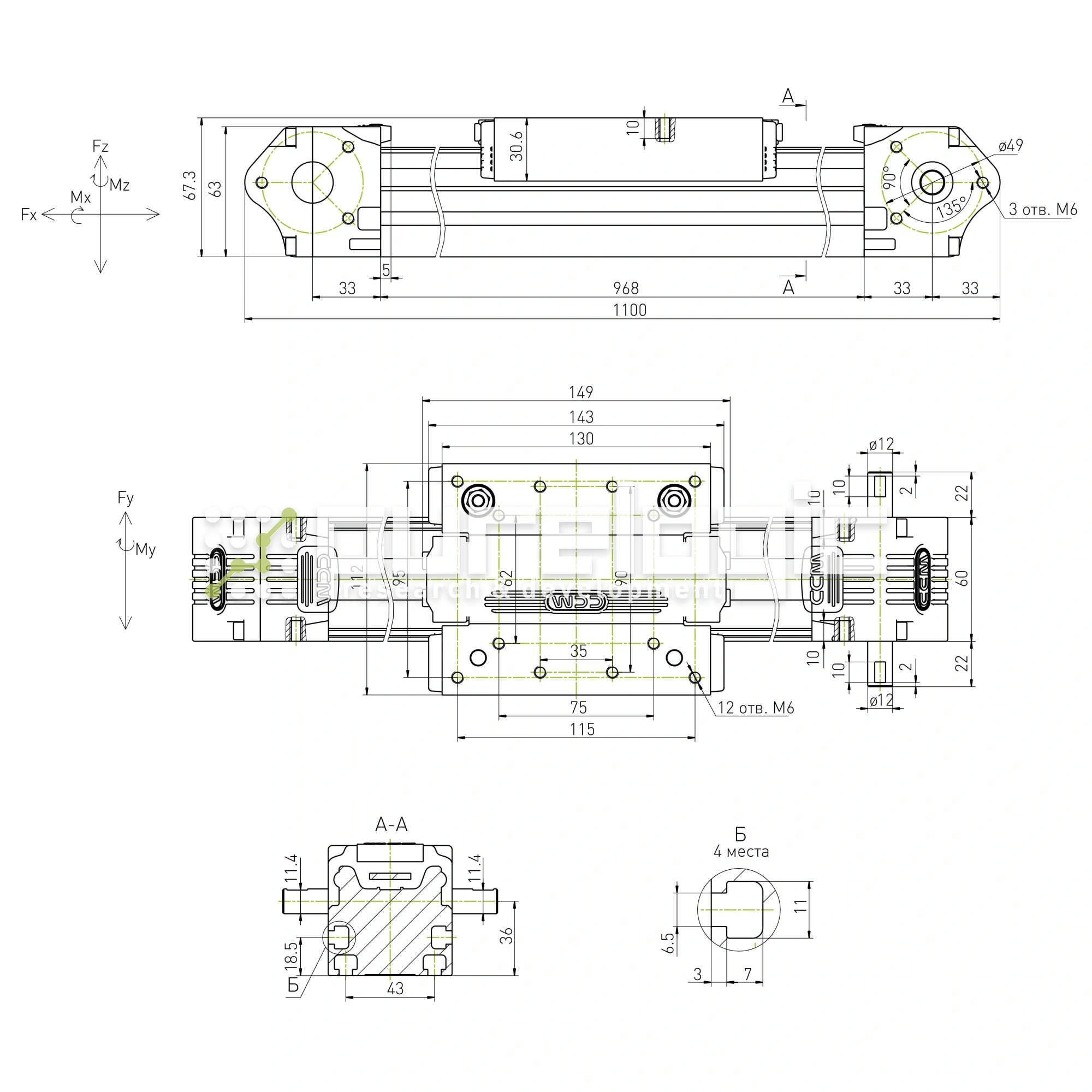 Модуль линейного перемещения CCM-W60-1100-5A 75 581 Модуль линейного перемещения CCM-W60-1100-5A фото