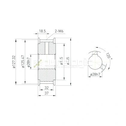 Шкив зубчатый BLA-40-T10-30-A-N28 фото