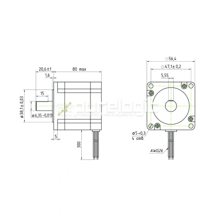 Двигатель шаговый трехфазный 573S20-LS 4 571 Двигатель шаговый трехфазный 573S20-LS фото