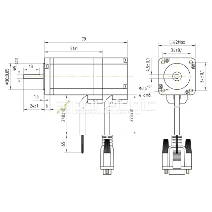 Двигатель шаговый с энкодером PL42H8403-D5-1K фото