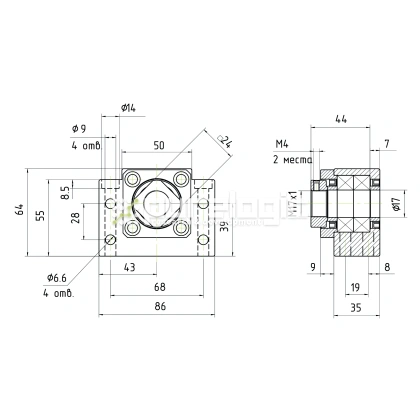 Опора ШВП Hiwin BK17-C5 фото