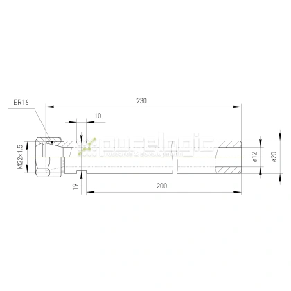 Удлинитель цангового патрона PLC20-ER16A-200L фото