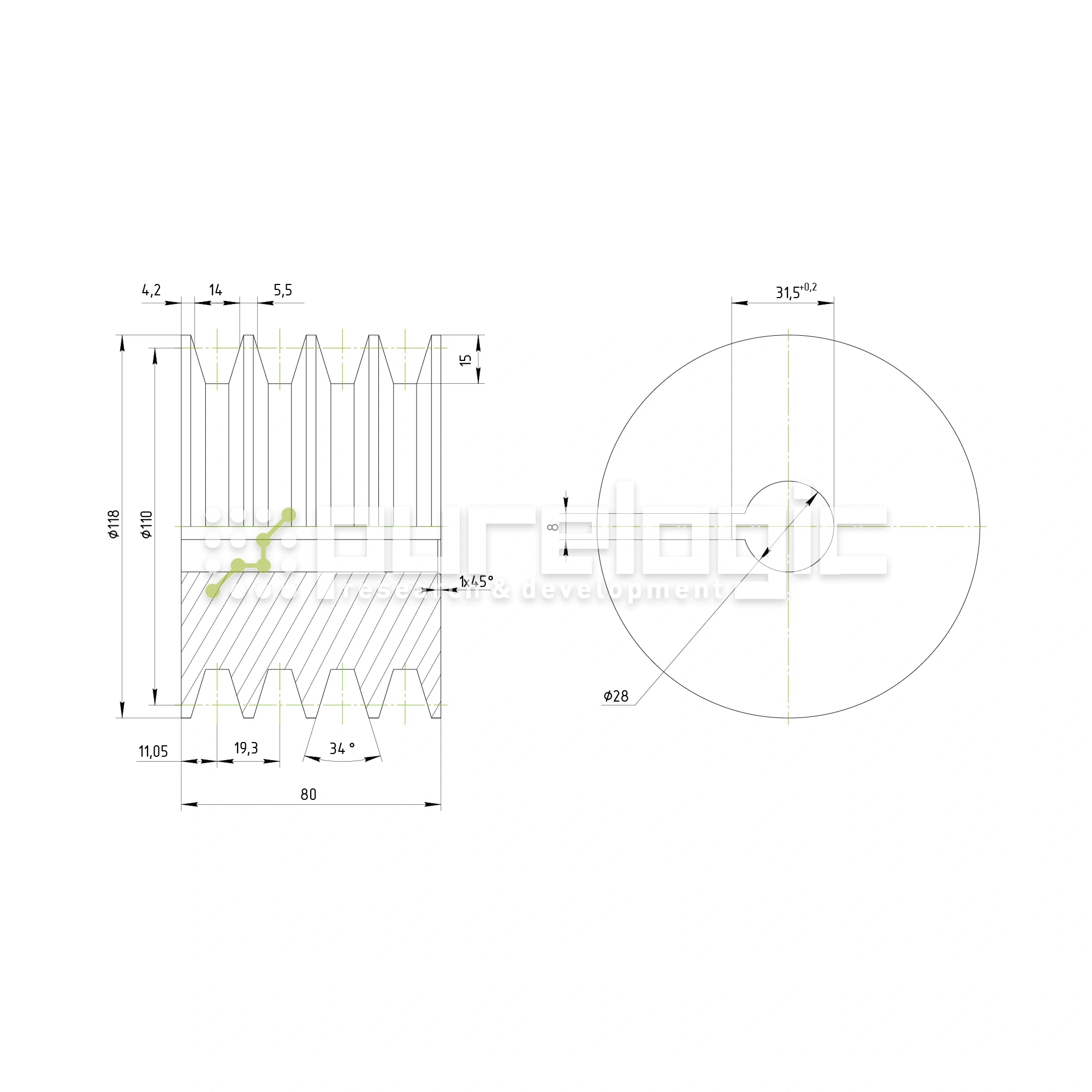 Шкив DP4B-28-120 2 616 Шкив DP4B-28-120 фото