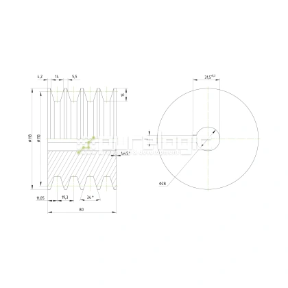 Шкив DP4B-28-120 2 616 Шкив DP4B-28-120 фото
