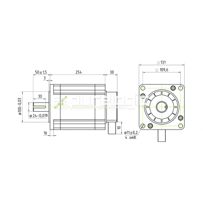 Двигатель шаговый трехфазный 3PL130H254-D24 фото