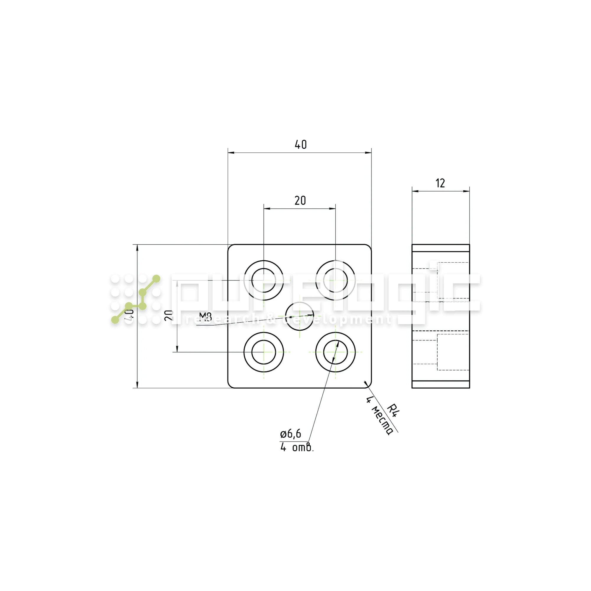 Пластина 4040ESGJ-M8 344 Пластина 4040ESGJ-M8 фото
