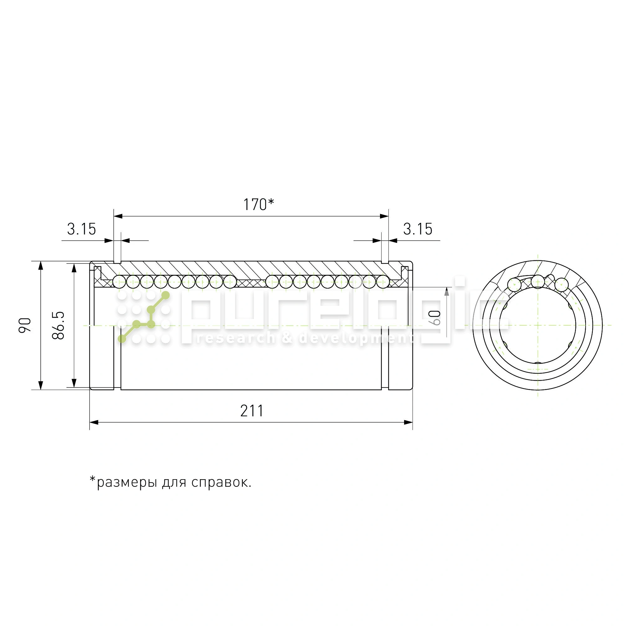Втулка шариковая LM60L-UU 8 835 Втулка шариковая LM60L-UU фото